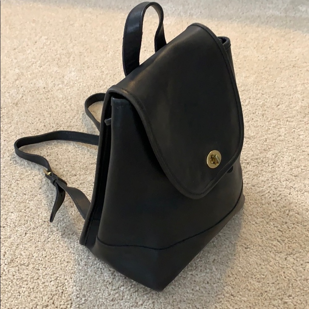 Black leather Coach backpack